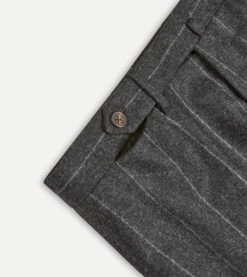 Grey Chalkstripe Wool Flannel Flat Front Trouser 11 Grey Chalkstripe Wool Flannel Flat Front Trouser -Drakes Shop DR2A2D21868 02602 4