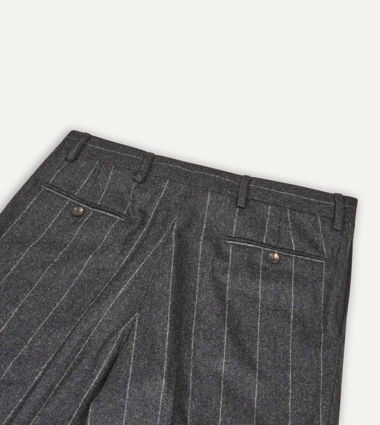 Grey Chalkstripe Wool Flannel Flat Front Trouser 7 Grey Chalkstripe Wool Flannel Flat Front Trouser - Image 5