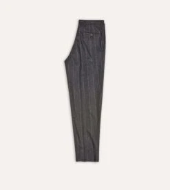 Grey Chalkstripe Wool Flannel Flat Front Trouser 13 Grey Chalkstripe Wool Flannel Flat Front Trouser -Drakes Shop DR2A2D21868 02602 6