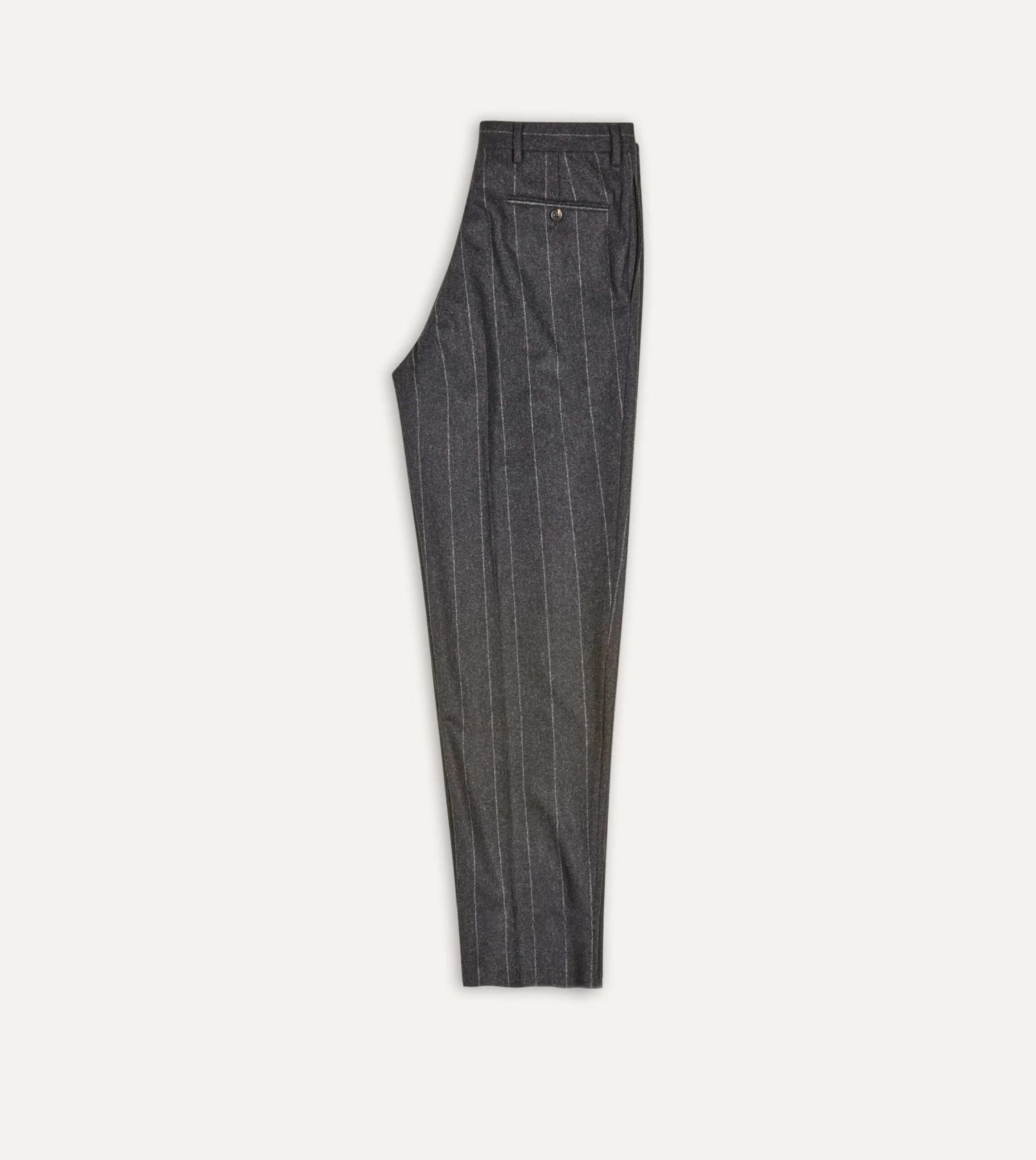 Grey Chalkstripe Wool Flannel Flat Front Trouser 8 Grey Chalkstripe Wool Flannel Flat Front Trouser - Image 6