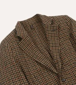 Brown Houndstooth Check Harris Tweed Games Blazer Mk. VII -Drakes Shop DR2A2H23542 01303 3