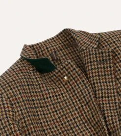 Brown Houndstooth Check Harris Tweed Games Blazer Mk. VII -Drakes Shop DR2A2H23542 01303 4