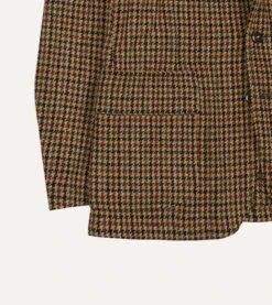 Brown Houndstooth Check Harris Tweed Games Blazer Mk. VII -Drakes Shop DR2A2H23542 01303 7