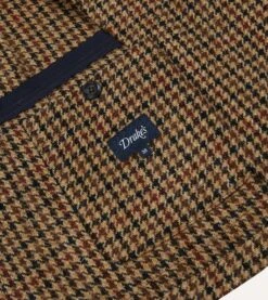 Brown Houndstooth Check Harris Tweed Games Blazer Mk. VII -Drakes Shop DR2A2H23542 01303 8