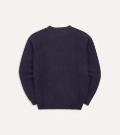 Navy Brushed Shetland Crew Neck Jumper -Drakes Shop DR2A3A21501 01250 5