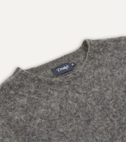 Charcoal Brushed Shetland Crew Neck Jumper 9 Charcoal Brushed Shetland Crew Neck Jumper -Drakes Shop DR2A3A21501 02600 3