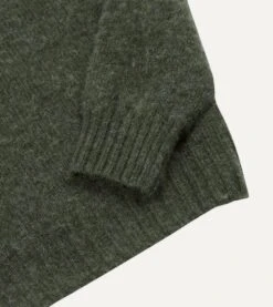 Seaweed Brushed Shetland Crew Neck Jumper -Drakes Shop DR2A3A21501 13400 4