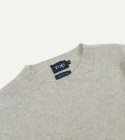 Stone Brushed Shetland Crew Neck Jumper -Drakes Shop DR2A3A21501 15600 3