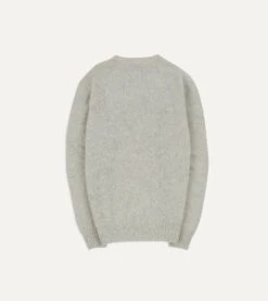 Stone Brushed Shetland Crew Neck Jumper -Drakes Shop DR2A3A21501 15600 5