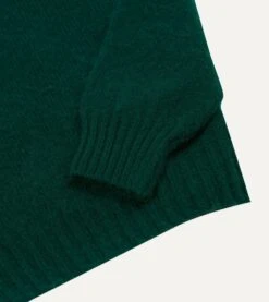 Forest Green Brushed Shetland Crew Neck Jumper -Drakes Shop DR2A3A21501 18400 4