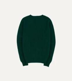 Forest Green Brushed Shetland Crew Neck Jumper -Drakes Shop DR2A3A21501 18400 5