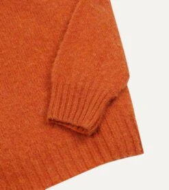 Rust Brushed Shetland Crew Neck Jumper -Drakes Shop DR2A3A21501 20800 4