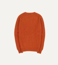 Rust Brushed Shetland Crew Neck Jumper -Drakes Shop DR2A3A21501 20800 5