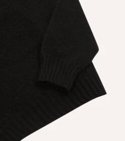 Black Brushed Shetland Crew Neck Jumper -Drakes Shop DR2A3A21501 23100 4
