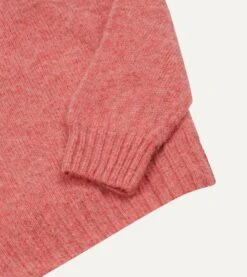Pink Brushed Shetland Crew Neck Jumper -Drakes Shop DR2A3A21501 24990 4