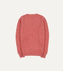 Pink Brushed Shetland Crew Neck Jumper -Drakes Shop DR2A3A21501 24990 5
