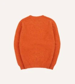 Orange Brushed Shetland Crew Neck Jumper -Drakes Shop DR2A3A21501 25800 5