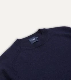 Navy Merino Crew Neck Jumper -Drakes Shop DR2A3A21505 01250 3