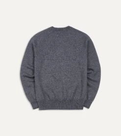 Grey Melange Merino Crew Neck Jumper -Drakes Shop DR2A3A21505 04600 5