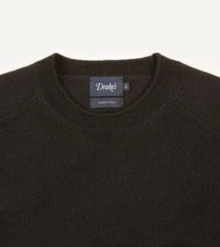 Black Merino Crew Neck Jumper -Drakes Shop DR2A3A21505 05100 3 LR