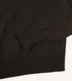 Black Merino Crew Neck Jumper -Drakes Shop DR2A3A21505 05100 4 LR