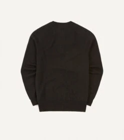 Black Merino Crew Neck Jumper -Drakes Shop DR2A3A21505 05100 6 LR