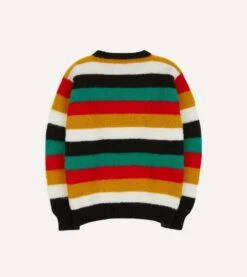 Black Multi Stripe Brushed Shetland Crew Neck Jumper -Drakes Shop DR2A3A22552 07102 5