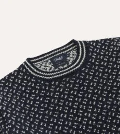 Norwegian Birdseye Wool Alpaca Crew Neck Jumper -Drakes Shop DR2A3A22563 01250 3