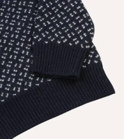 Norwegian Birdseye Wool Alpaca Crew Neck Jumper -Drakes Shop DR2A3A22563 01250 4