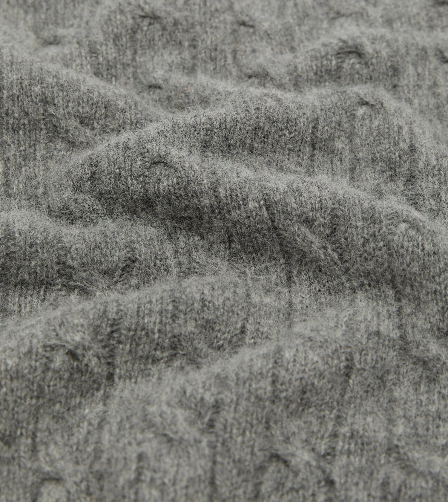 Grey Brushed Shetland Cable Knit Crew Neck Jumper 4 Grey Brushed Shetland Cable Knit Crew Neck Jumper - Image 2