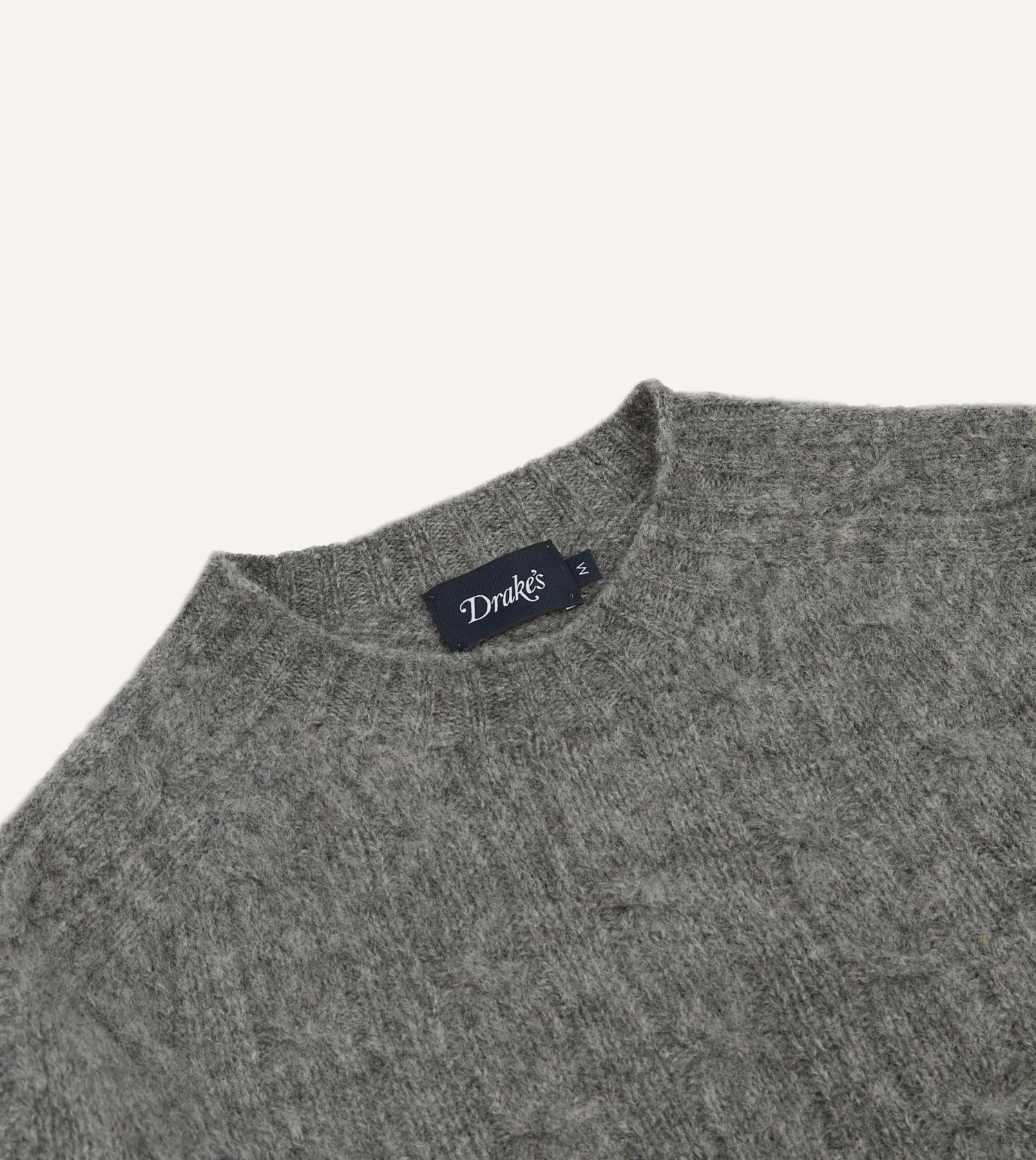 Grey Brushed Shetland Cable Knit Crew Neck Jumper 5 Grey Brushed Shetland Cable Knit Crew Neck Jumper - Image 3