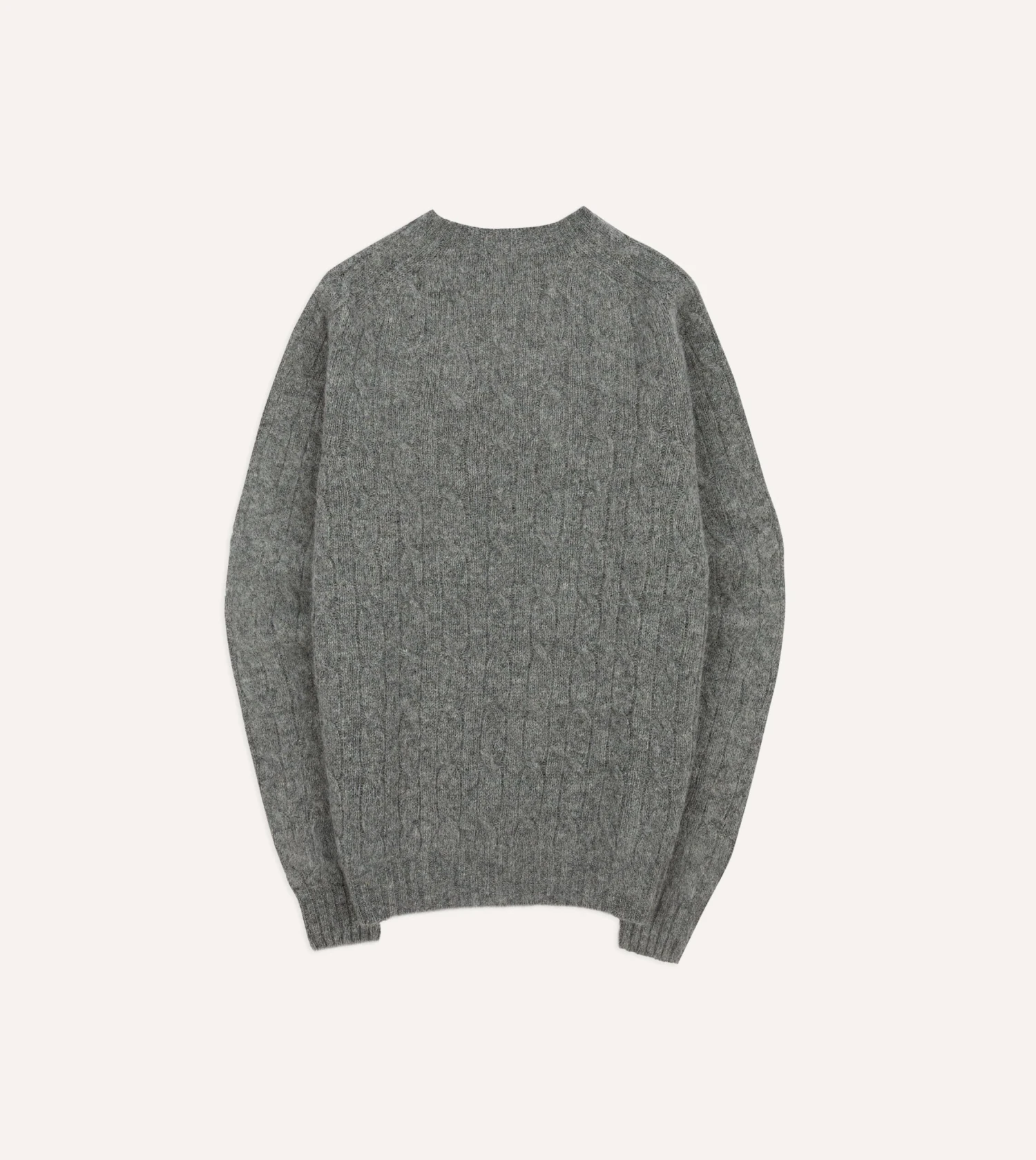 Grey Brushed Shetland Cable Knit Crew Neck Jumper 7 Grey Brushed Shetland Cable Knit Crew Neck Jumper - Image 5