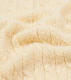 Ecru Brushed Shetland Cable Knit Crew Neck Jumper -Drakes Shop DR2A3A23612 03050 2