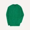 Green Brushed Shetland Cable Knit Crew Neck Jumper 2 Green Brushed Shetland Cable Knit Crew Neck Jumper -Drakes Shop DR2A3A23612 05400 1