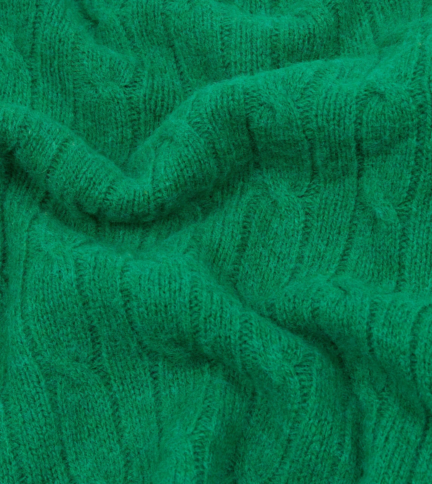 Green Brushed Shetland Cable Knit Crew Neck Jumper 4 Green Brushed Shetland Cable Knit Crew Neck Jumper - Image 2