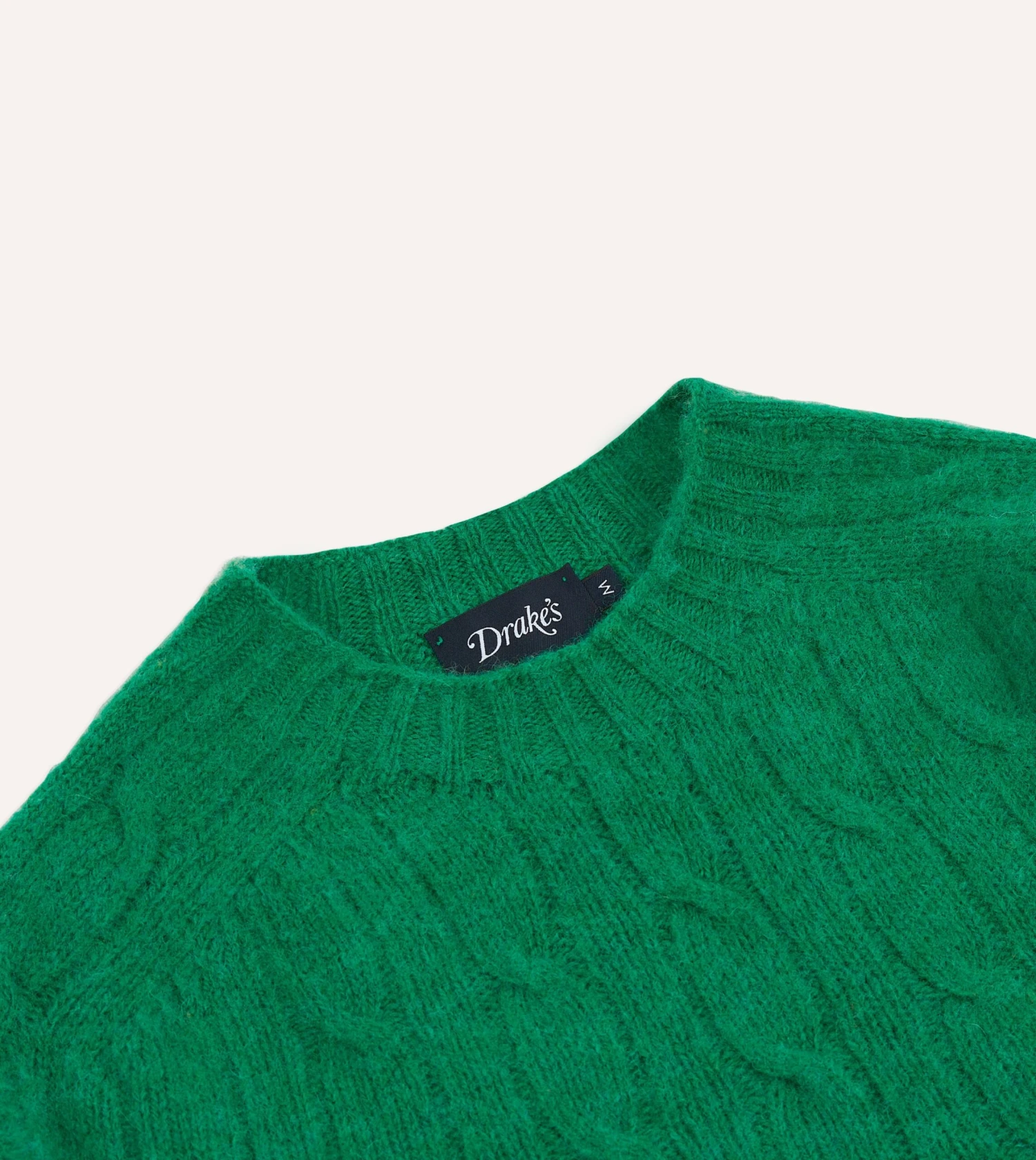 Green Brushed Shetland Cable Knit Crew Neck Jumper 5 Green Brushed Shetland Cable Knit Crew Neck Jumper - Image 3