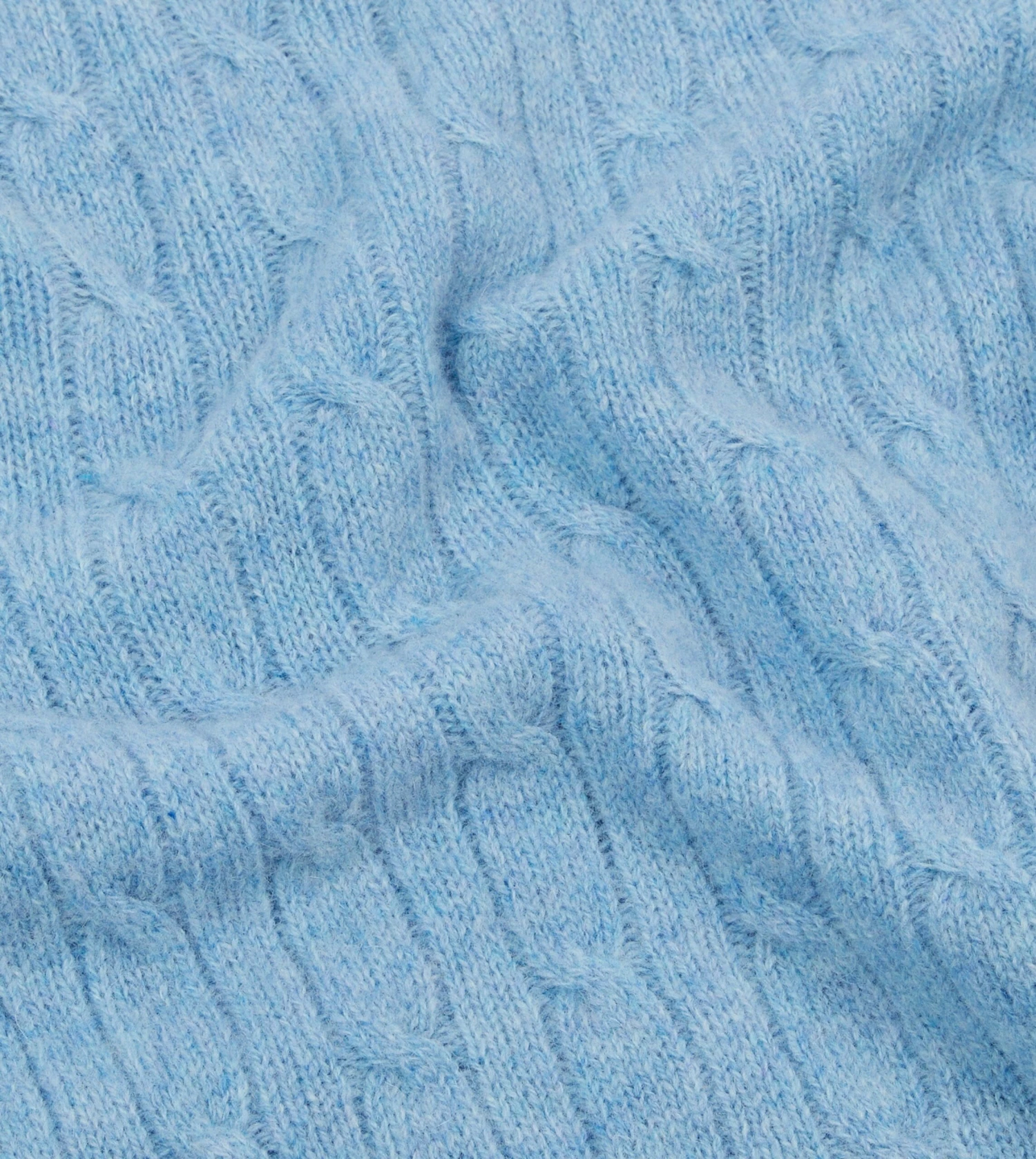 Blue Brushed Shetland Cable Knit Crew Neck Jumper 4 Blue Brushed Shetland Cable Knit Crew Neck Jumper - Image 2