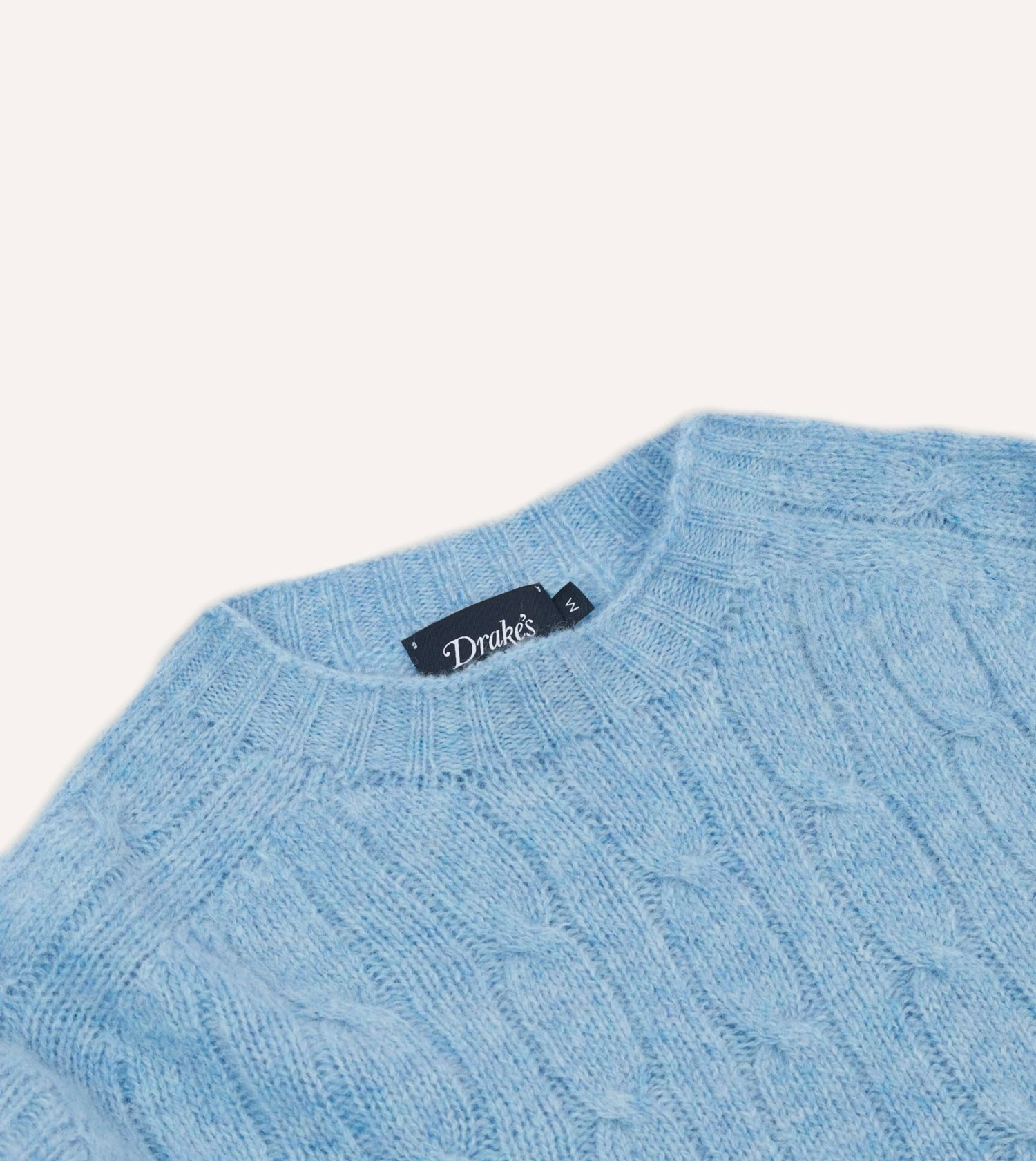 Blue Brushed Shetland Cable Knit Crew Neck Jumper 5 Blue Brushed Shetland Cable Knit Crew Neck Jumper - Image 3