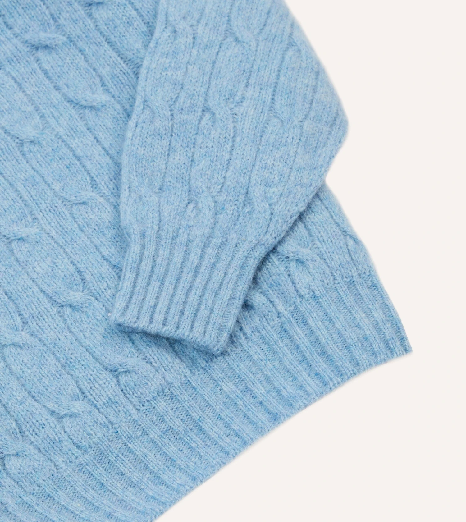 Blue Brushed Shetland Cable Knit Crew Neck Jumper 6 Blue Brushed Shetland Cable Knit Crew Neck Jumper - Image 4
