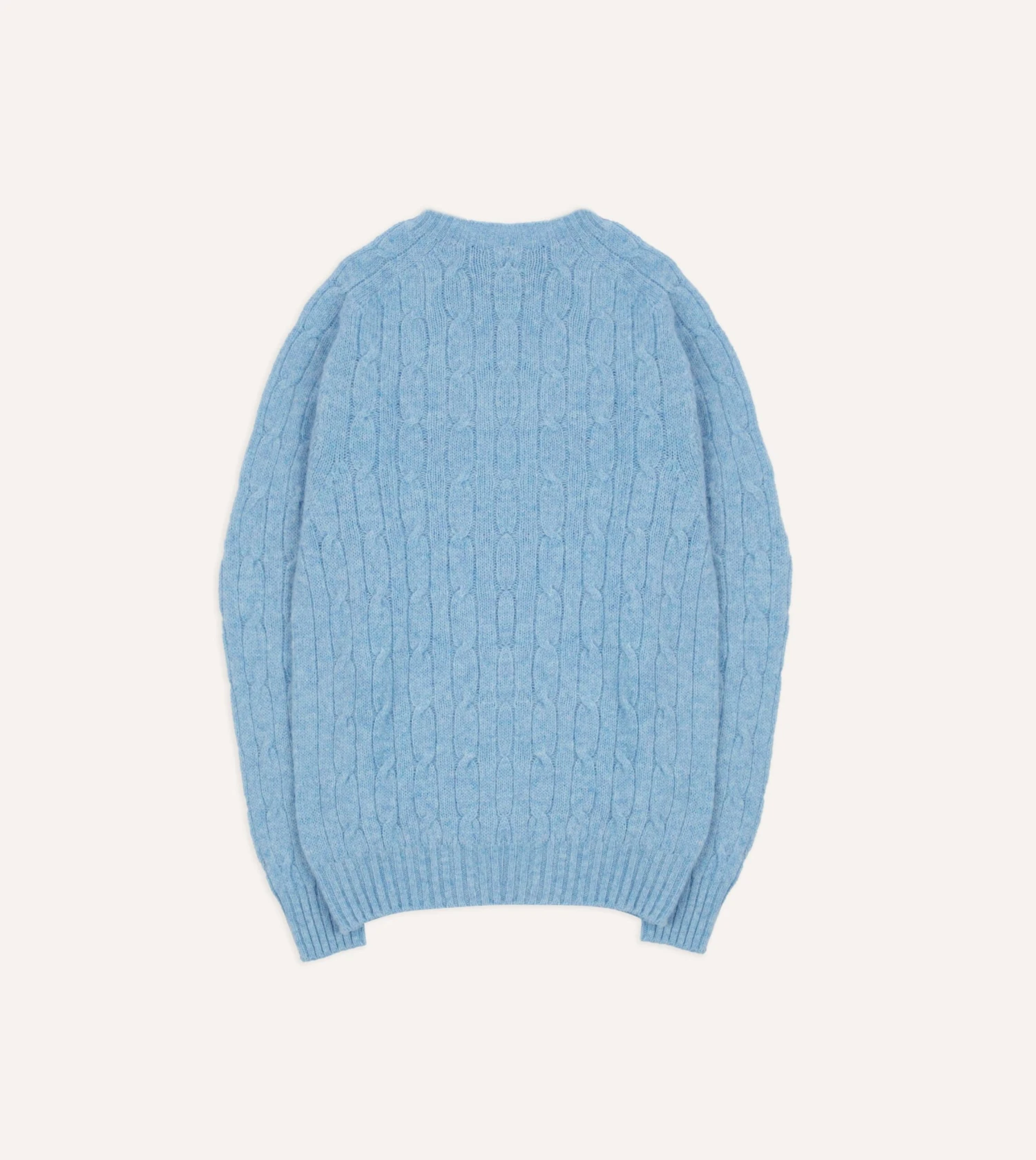 Blue Brushed Shetland Cable Knit Crew Neck Jumper 7 Blue Brushed Shetland Cable Knit Crew Neck Jumper - Image 5