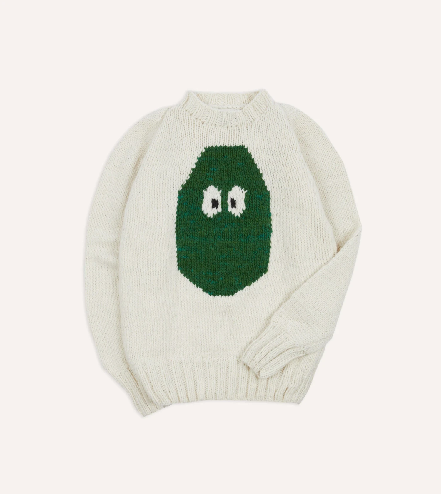 Chamula For Drake's Ecru Avocado Merino Jumper 3 Chamula For Drake's Ecru Avocado Merino Jumper