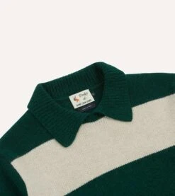 ALD / Drake's Green Striped Integral Collar Sweater -Drakes Shop DR2A3A23665 01402 3