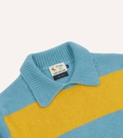 ALD / Drake's Blue Striped Integral Collar Sweater -Drakes Shop DR2A3A23665 02202 3