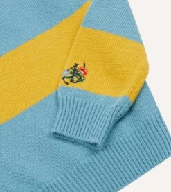 ALD / Drake's Blue Striped Integral Collar Sweater -Drakes Shop DR2A3A23665 02202 4