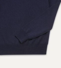Navy Merino Wool V Neck Jumper 11 Navy Merino Wool V Neck Jumper -Drakes Shop DR2A3B21506 01250 4