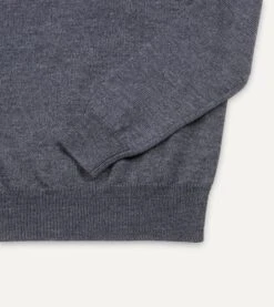 Grey Merino Wool V Neck Jumper 11 Grey Merino Wool V Neck Jumper -Drakes Shop DR2A3B21506 03600 4