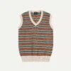 Ecru And Multi Coloured Cotton Cashmere Western Knit Vest -Drakes Shop DR2A3C 23047 01 001 1