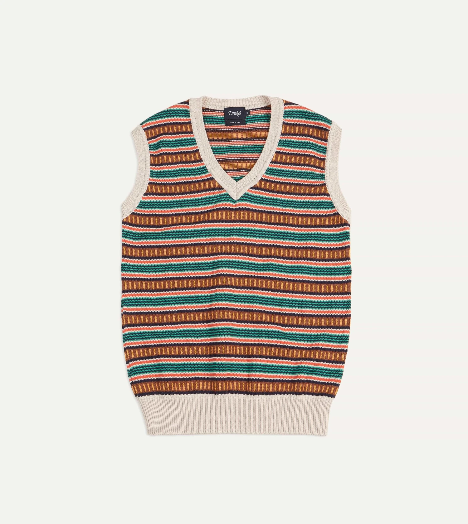 Ecru And Multi Coloured Cotton Cashmere Western Knit Vest 3 Ecru And Multi Coloured Cotton Cashmere Western Knit Vest