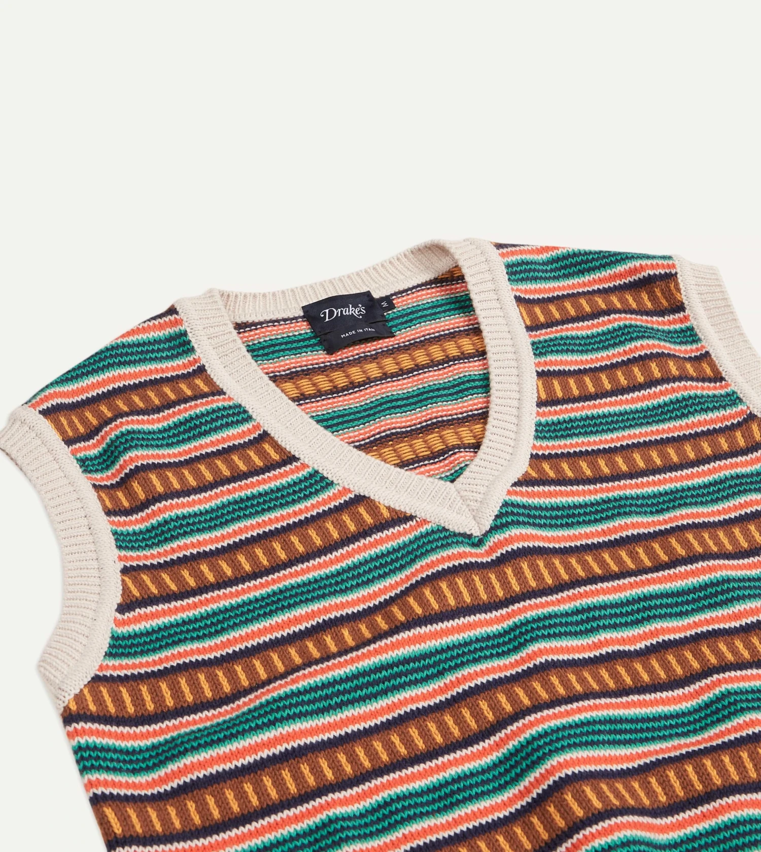 Ecru And Multi Coloured Cotton Cashmere Western Knit Vest 6 Ecru And Multi Coloured Cotton Cashmere Western Knit Vest - Image 4