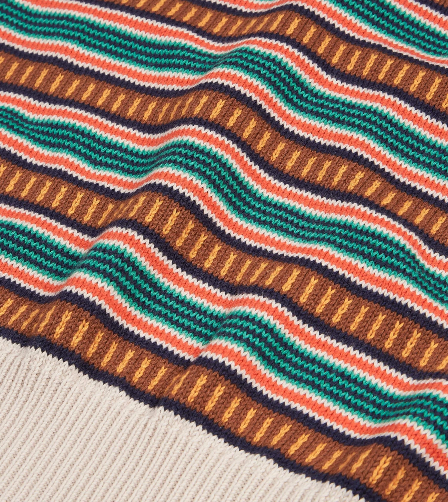 Ecru And Multi Coloured Cotton Cashmere Western Knit Vest 7 Ecru And Multi Coloured Cotton Cashmere Western Knit Vest - Image 5